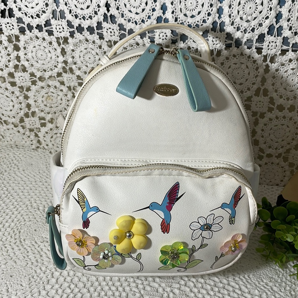 Missy hummingbird/flowers vegan backpack